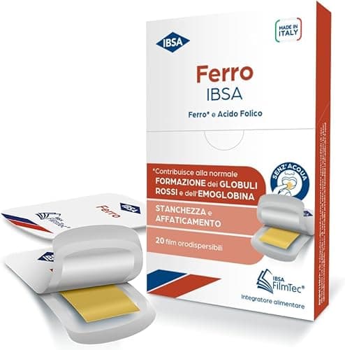 Ferro IBSA | 20 Film Orodispersibili. Integratore alimentare a base di Ferro e di Acido Folico che contribuiscono alla normale funzione del sistema immunitario e a ridurre stanchezza Generico - integratore