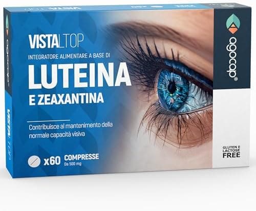 Integratore Occhi, Luteina e Zeaxantina alto dosaggio. Integratore Occhi Vista con Luteina, Zeaxantina, Ginkgo Biloba, Vite Rossa, Vitamina E. Antiossidante Integratori, VISTALTOP - 60 cpr. Agocap Generico - integratore