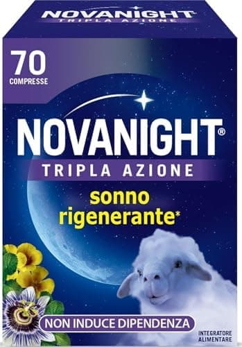 NOVANIGHT Tripla Azione Integratore Alimentare, Melatonina, Senza Glutine, 70 Compresse Generico - integratore