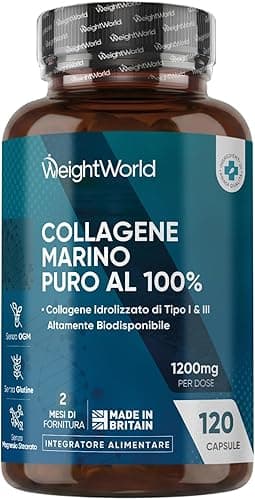 Collagene Marino con Acido Ialuronico in Peptidi Titagen di Collagene Idrolizzato, Tipo I e III, Advanced, con Vitamina C, Coenzima Q10 e Zinco, Senza Magnesio Stearato né Glutine, Collagen da 1200mg