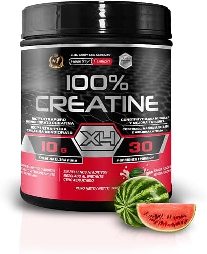 Healthy Fusion 100% Creatina Monoidrato, Alta dose | 10g di Creatina per porzione | Favorisce la crescita muscolare e migliora la resistenza fisica | Alta solubilità | 300g gusto anguria Generico - integratore