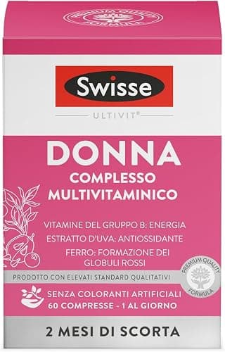 SWISSE Ultivit- Multivitaminico Donna con Vitamina D C A e Zinco per Supporto al Sistema Immunitario Adulti, Integratori con Magnesio e Biotina per Metabolismo Energetico, Made in Italy, 60 Compresse Generico - integratore