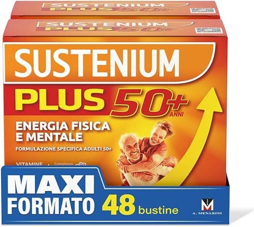 Sustenium Plus 50+ - Integratore energizzante adulti 50+ con complesso antiossidante ACTIFUL, vitamine e minerali. Per la tua energia fisica e mentale. Bipack 2 confezioni da 24 bustine Generico - integratore