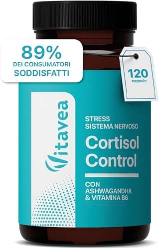Cortisol Control – Integratore anti-stress e stanchezza – Ashwagandha, Rhodiola, Bacopa, L-teanina, Magnesio – 120 capsule vegan – Vitavea Generico - integratore