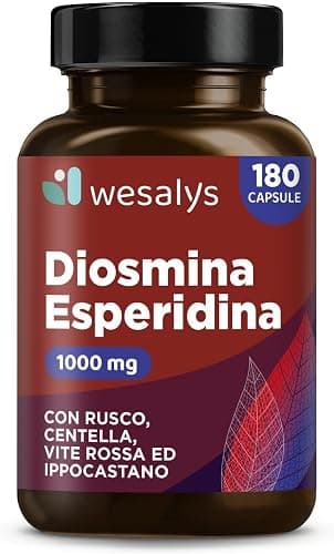 Diosmina Esperidina Alto Dosaggio 1000mg,180 Capsule Vegetali (fino a 6 mesi) - Integratore Vene Varicose, Gambe Pesanti, emorroidi, Capillari Rotti, Circolazione e Microcircolo - WESALYS Generico - integratore