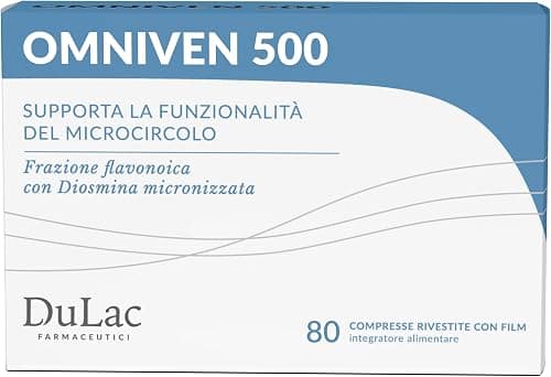Dulac, Omniven 500 Integratore Gambe, Diosmina ed Esperidina, 80 Compresse | Supporto alla Circolazione delle Gambe, Ideale per Gambe Pesanti e Stanche, Stimola il Microcircolo, Made in Italy Generico - integratore