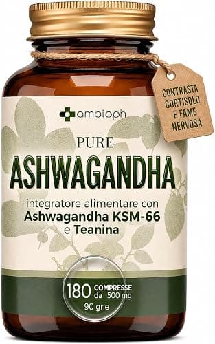 Ashwagandha KSM-66 con Teanina 180 Compresse Vegane ad Alta titolazione | Integratore per Stress, Fame Nervosa e Tensione, supporta Equilibrio, Calma Mentale e miglioramento del Sonno, 1 al Giorno Generico - integratore