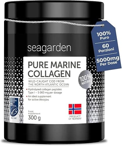 Seagarden Collagene Marino in Polvere - Collagene Idrolizzato Tipo I – 5000mg - Collagene Integratori per Capelli, Pelle, Ossa e Articolazioni - Non Aromatizzato – 300g - 60 porzioni Generico - integratore