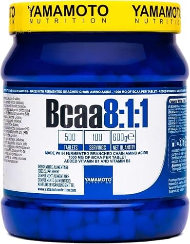 Yamamoto Nutrition Bcaa 8:1:1 Integratore Alimentare di Aminoacidi a Catena Ramificata con Vitamine B1 e B6 500 Compresse, 600 Grammi Generico - integratore
