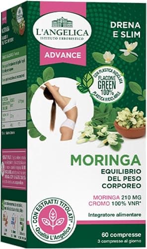 L'Angelica, Moringa Superfood, Integratore Alimentare per L'Equilibrio del Peso Corporeo, Con Moringa e Cromo, Senza Glutine e Senza Lattosio, Vegano, 1 Confezione da 60 Compresse Generico - integratore