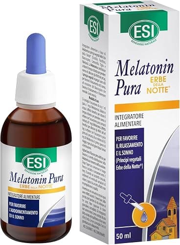 ESI - Melatonin Pura con Erbe della Notte, Integratore Alimentare in Gocce con Melatonina, Passiflora, Biancospino e Camomilla, Favorisce il Sonno, Senza Glutine e Vegan, Gusto Arancia, 50 ml Generico - integratore