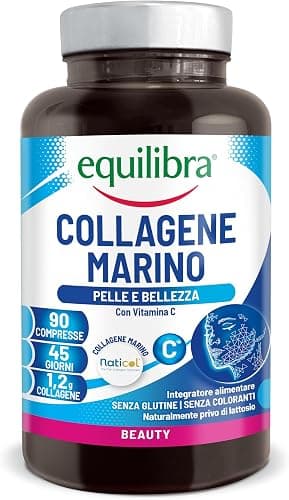 Equilibra, Collagene Marino Idrolizzato Naticol, 90 Compresse, 1200 mg Collagene per Dose, 80 mg Vitamina C per Dose, Collagene Tipo I e III, Mantenimento del Tono e dell'Elasticità della Pelle Generico - integratore