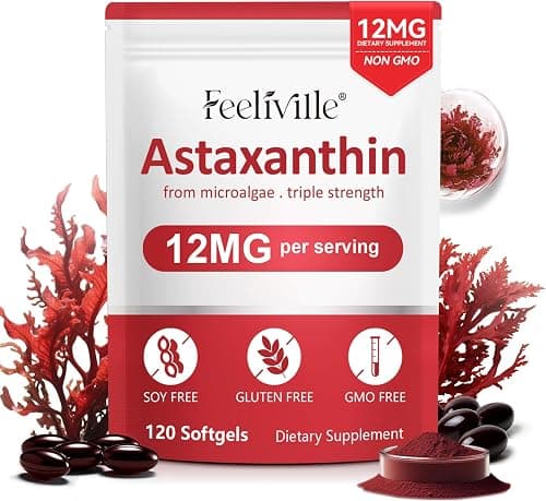 Astaxantina Integratore Naturale 12 mg, Antiossidanti Integratori da Alga Haematococcus Pluvialis | Senza OGM & Senza Glutine, Facile da Deglutire | Natural Astaxanthine per 4 Mesi - 120 Capsule
