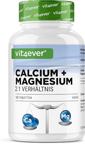 vit4ever Calcio 800 mg + Magnesio 400 mg (per 2 compresse) - 180 Compresse | Fornitura per 6 mesi - Complesso Calcio + Magnesio in rapporto 2:1 - Vegan - Alto dosaggio Generico - integratore