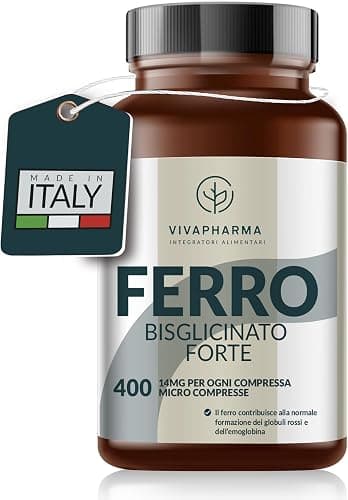 Integratore Ferro Bisglicinato per Donne e Uomini, 400 Micro Compresse Vegane 14mg per Compressa (12+ mesi) Contribuisce al Normale Metabolismo Energetico, Senza OGM e Magnesio Stearato, Made in Italy Generico - integratore