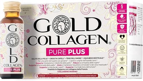 GOLD COLLAGEN Pure Plus - Integratore al Collagene con Biotina Crescita Capelli Pelle Unghie, Equilibrio Ormoni e Sistema Immunitario, Vitamina C, Collagene Marino con Acido Ialuronico 1 Pack 10x50 ml Generico - integratore