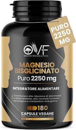 MAGNESIO BISGLICINATO PURO 180 Capsule da 450 mg | 3 Mesi di Integrazione | Supporto per Muscoli e Sonno Integratori Stanchezza Puro Alta Biodisponibilità Vegano Generico - integratore