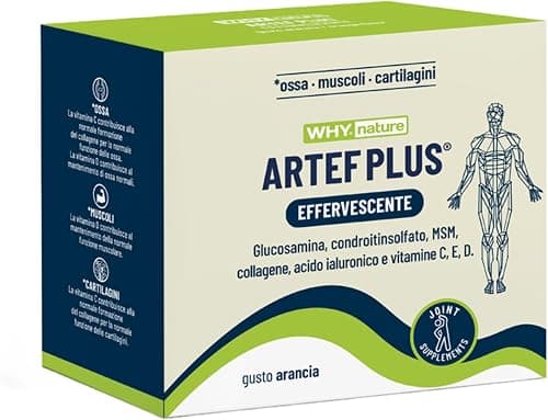 WHY NATURE ARTEF PLUS - Integratore Alimentare Ossa e Cartilagine - Con Vitamina C, Vitamina D3, Vitamina E, Acido Ialuronico - Gusto Arancia - Senza Glutine - 24 Bustine Generico - integratore