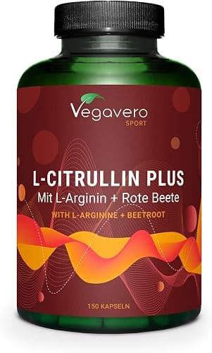 Vegavero L-Citrullina + L-Arginina | 2946 mg di Citrullina Malato (AMINOFERMENT) | con Barbabietola (Betaina) | Senza Additivi | Performance Sportiva e Massa Muscolare | 150 capsule | Vegan Generico - integratore