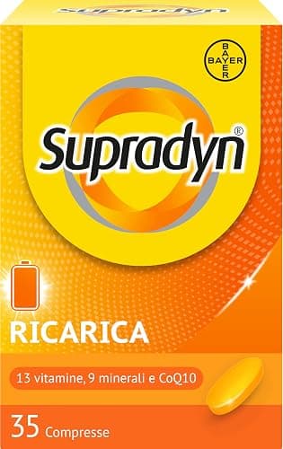 Supradyn Ricarica Multivitaminico Completo Vitamine e Minerali per Adulti, Integratore Vitamine A, B, C, D3, E, K, Magnesio, Calcio, Zinco, Selenio e CoEnzima Q10, 35 Compresse Rivestite Supradyn - integratore