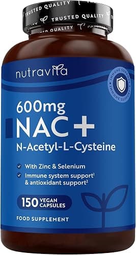 Nutravita NAC N-Acetil-Cisteina 600mg - 150 Capsule (5 Mesi) - Vegan - N Acetilcisteina Supplemento Alto Dosaggio - Alta Qualità NAC 600 mg Integratore - Aminoacidi Essenziali Generico - integratore
