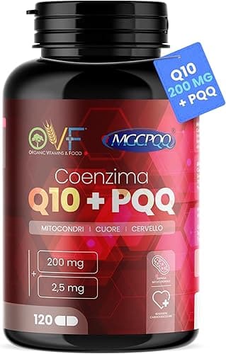 OVF Coenzima Q10 + PQQ Integratore 120 cps Alto Dosaggio 200mg Energia e Benessere, Riduce Stanchezza, Antiossidanti Integratori, Vegano, Made in Italy Generico - integratore