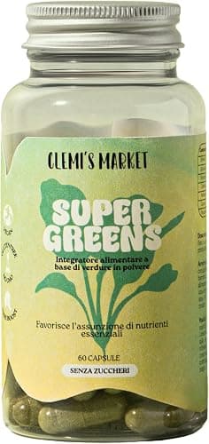 Super Greens Integratore Verde Naturale - Mix di Verdure e Superfood in Capsule Vegan per Energia, Digestione e Benessere Quotidiano - Spirulina Spinaci Broccoli Supporto Nutrizionale - 60 Capsule Generico - integratore