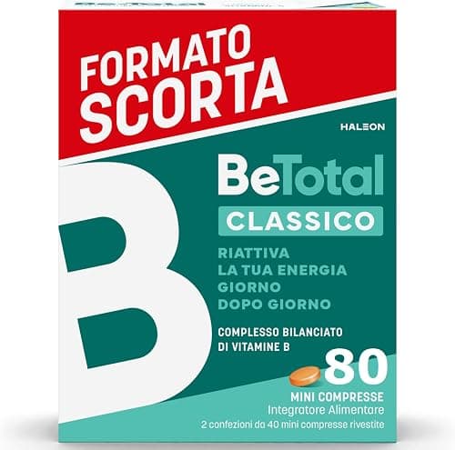 Be-Total Compresse Integratore Alimentare di Vitamina B Riattiva l’Energia, Riduce la Stanchezza, Supporta il Sistema Immunitario, Adulti, 80 Mini Compresse Generico - integratore