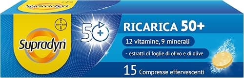 Supradyn Ricarica 50+, Multivitaminico, Stanchezza, 15 cpr Effervescenti | 12 Vitamine e 9 Minerali, Uomo Donna dai 50 anni, Antiossidante Naturale, Senza Glutine, Senza Lattosio, Scorta 2 Settimane Generico - integratore