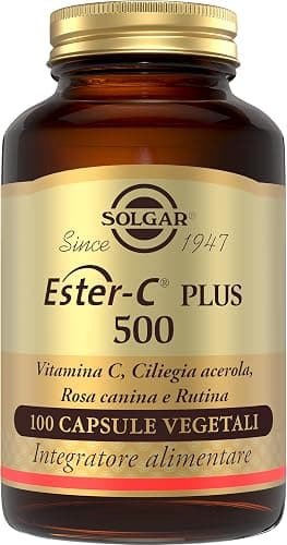 Solgar Ester-C® Plus 500, 100 Capsule Vegetali - Vitamina C pH Tamponato con Bioflavonoidi, Rosa Canina, Ciliegia Acerola e Rutina Generico - integratore