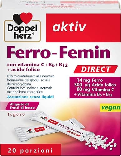 Ferrolip Forte Integratore Ferro e Acido Folico (30 Bustine Orosolubili al Limone) - Senza Fastidi Gastrointestinali - Privo di Sapore Metallico - Con Vitamina C e B12