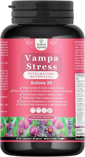 Vampa Stress Menopausa Integratori COMPLETO con Isoflavoni Trifoglio Rosso forte, Cimicifuga Kudzu, Ricco di Vitamina D3, B6, B12 controlla Vampate di Calore, Sbalzi d’Umore Generico - integratore