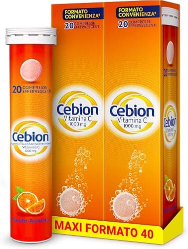 Cebion Vitamina C 1000 mg Effervescente Arancia,Supporta il Sistema Immunitario1 e il Metabolismo Energetico, 40 Compresse, Integratore Alimentare Cebion - integratore