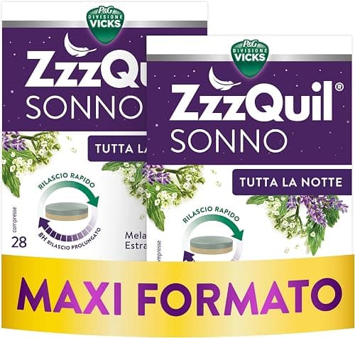 ZzzQuil Natura Melatonina Integratore per Dormire, Gusto Mango e Banana, Con Valeriana, Camomilla, Vitamina B6 e Estratti alle Erbe, 72 Gommose